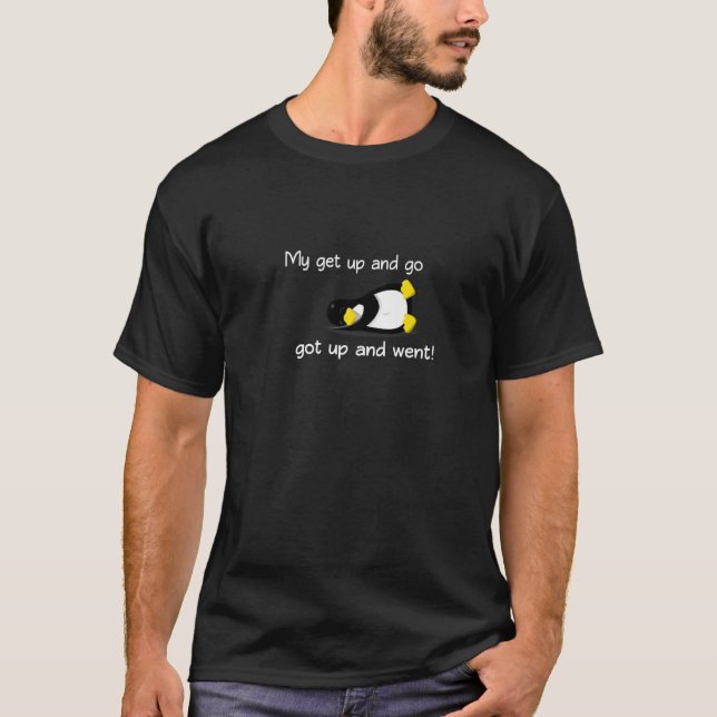 Camiseta Penguin Engraçado Mens Damas Aposentadoria Ou Aniv (Frente)