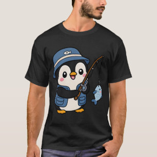 Camiseta Penguin Fisher – Fofo Design de Animal de Pesca