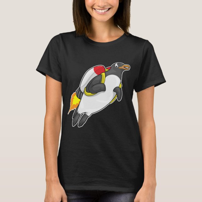 Camiseta Penguin Flying Jetpack (Frente)