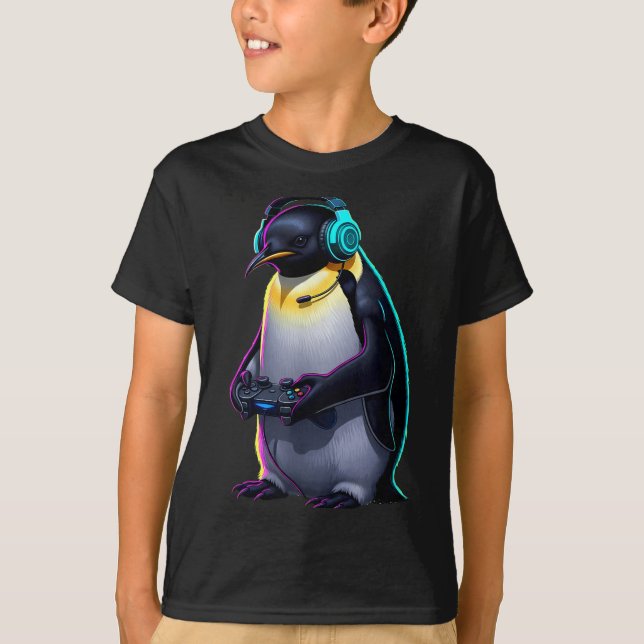 Camiseta Penguin Gaming Animal Video Games Funny Penguin  (Frente)