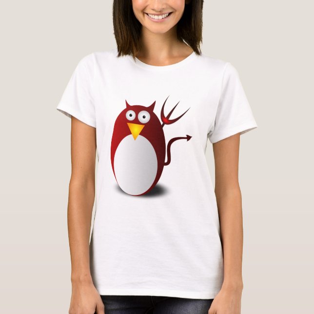 Camiseta Penguin Linux Tux Ubuntu Devil Trident Lucifer (Frente)