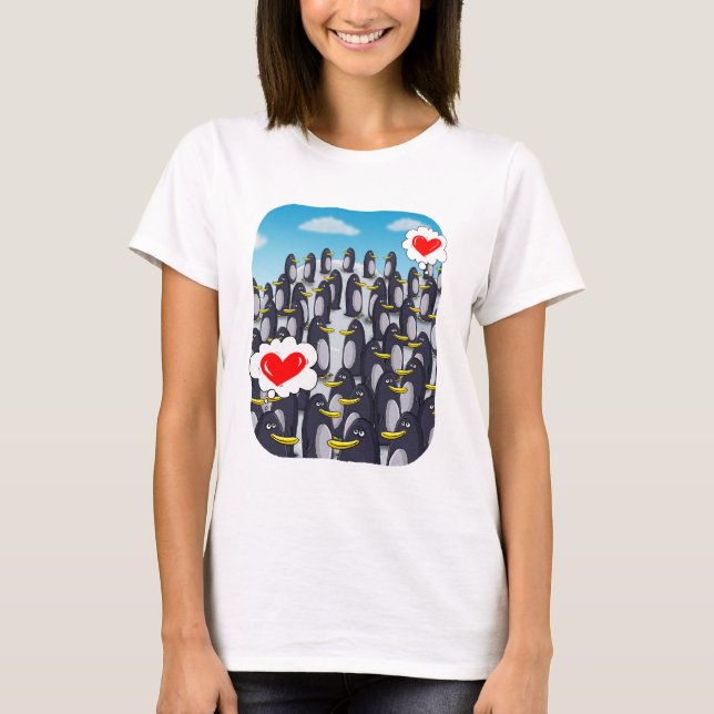 Camiseta Penguin Love para Dias de os namorados (Frente)