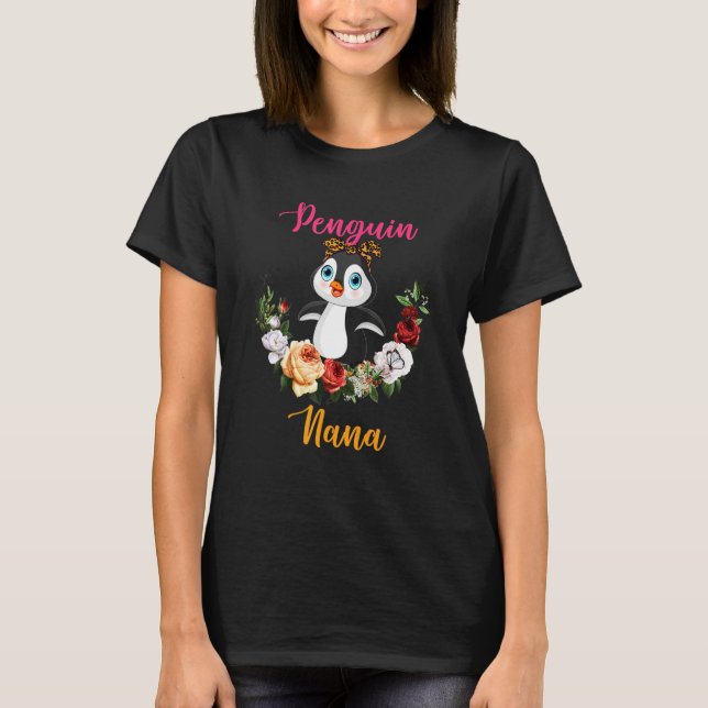 Camiseta Penguin Nana Floral Penguin Bow Tie Lover Mother's (Frente)