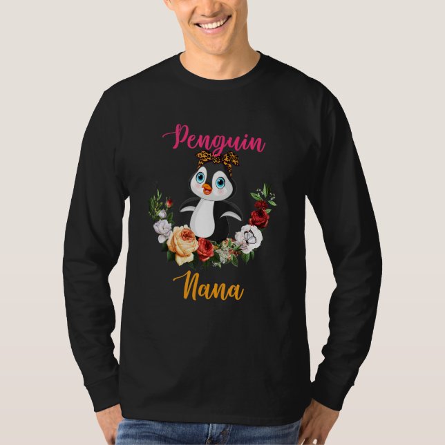Camiseta Penguin Nana Floral Penguin Bow Tie Lover Mother's (Frente)