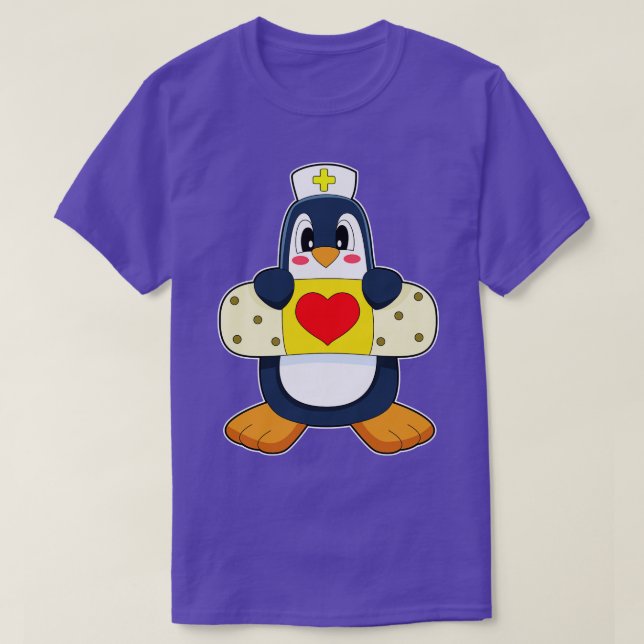 Camiseta Penguin Nurse Plaster (Frente do Design)