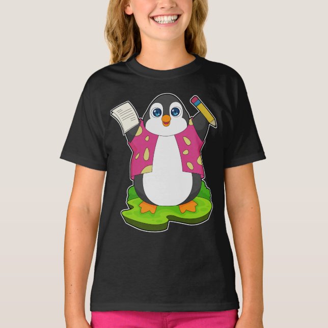Camiseta Penguin Pencil Paper School (Frente)