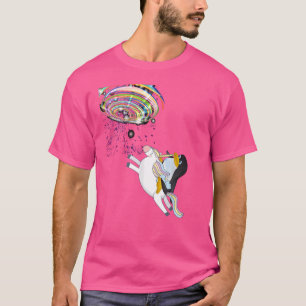 Camiseta Penguin Riding Unicorn In Space TShirt-Funny Pengu