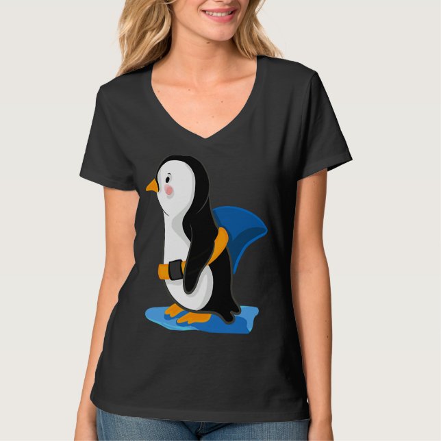 Camiseta Penguin shark fin  illustration (Frente)