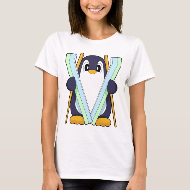 Camiseta Penguin Skier Ski Winter sports (Frente)