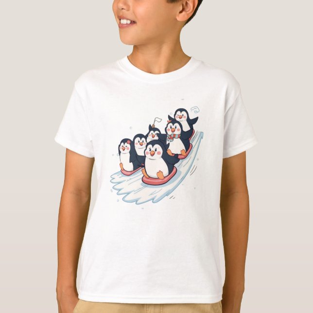 Camiseta Penguin Slide Squad – Icy Fun Tee (Frente)