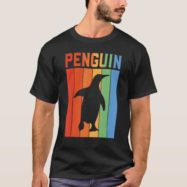 Camiseta Penguin Vintage — Pinguim Retroativo Sunset (Frente)
