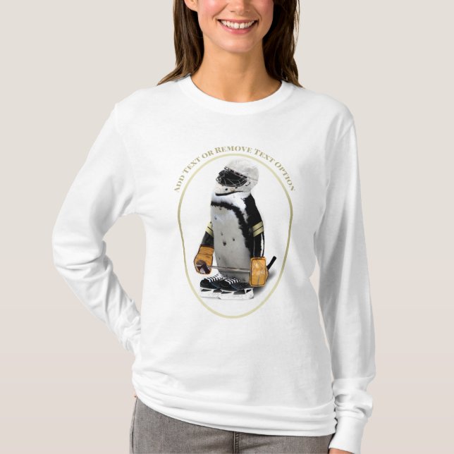 Camiseta Penguin Wearing Ice Hockey Gear (Frente)