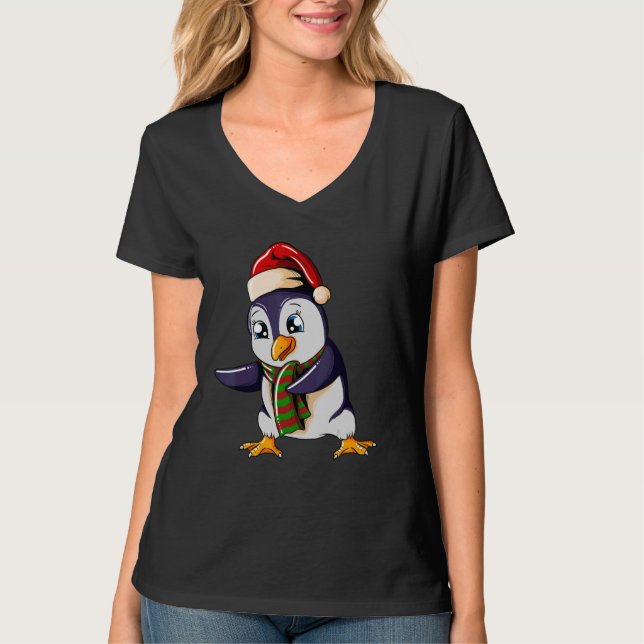 Camiseta Penguin with Christmashat Floss Dance on Christmas (Frente)