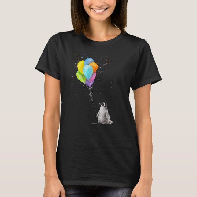 Camiseta Penguins Can't Fly cute penguin with Balloons no o (Frente)
