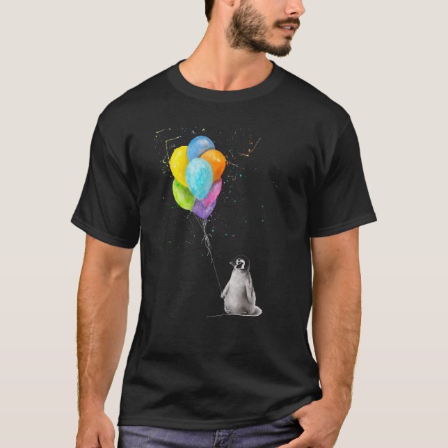 Camiseta Penguins Can't Fly cute penguin with Balloons no o (Frente)