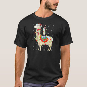 Camiseta Penguins Xmas Lighting Penguin Riding Lama Cristo