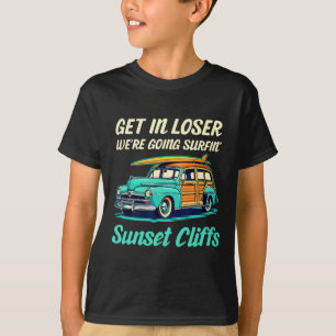 Camiseta Penhascos do Pôr do Sol Califórnia Garota de Surf 