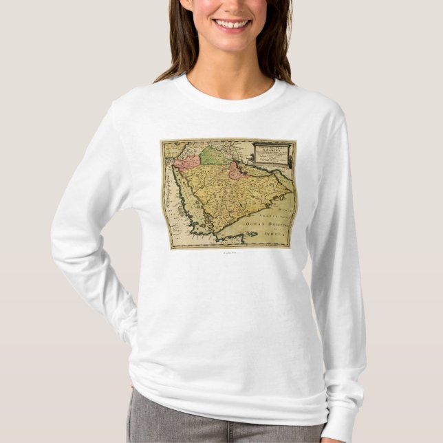 Camiseta Península árabe do mapa de Médio Oriente (Frente)