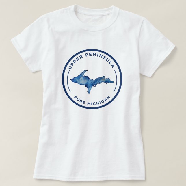 Camiseta Península Superior Pura Michigan Watercolor T-Shir (Frente do Design)