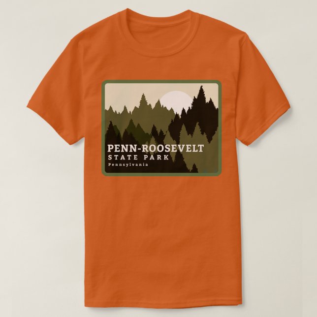 Camiseta Penn Roosevelt State Park Pensilvânia Forest Sunri (Frente do Design)