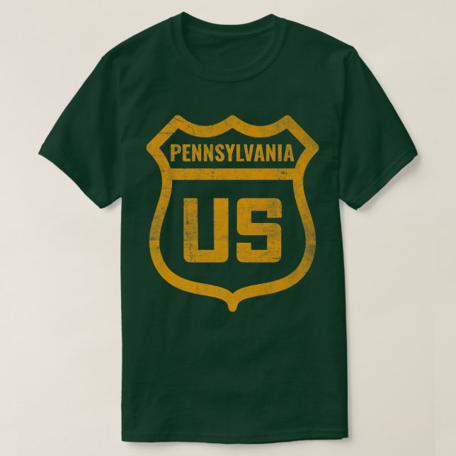 Camiseta Pennsylvania - US highway distressed weathered loo (Frente do Design)
