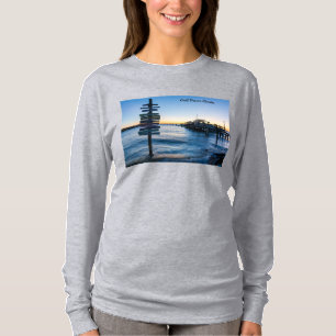 Camiseta Pensacola Bay Sinal Sunset Dock Long Sleeve Tshirt