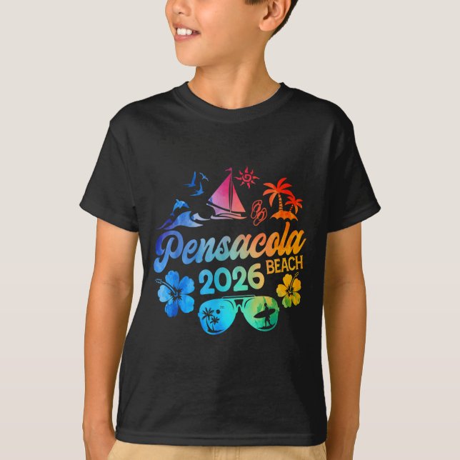 Camiseta Pensacola Beach Florida 2026 Vacation Tie Dye Summ (Frente)