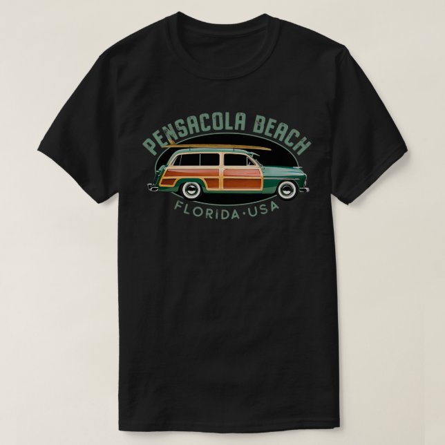 Camiseta Pensacola Beach, Flórida, surfe (Frente do Design)