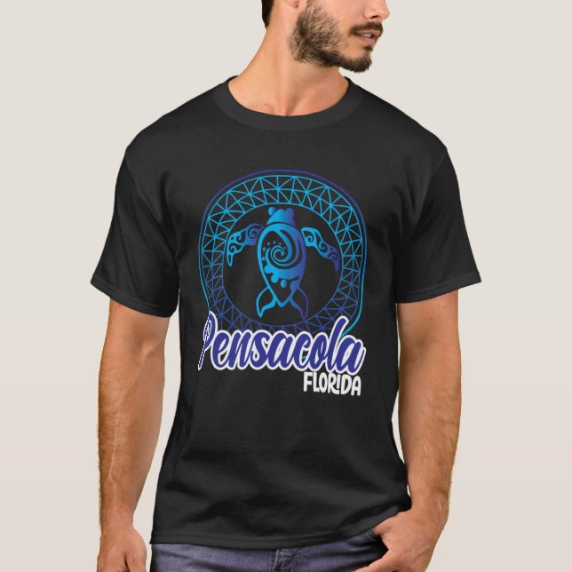 Camiseta Pensacola Beach Souvenirs Florida Tribal Sea Turtl (Frente)