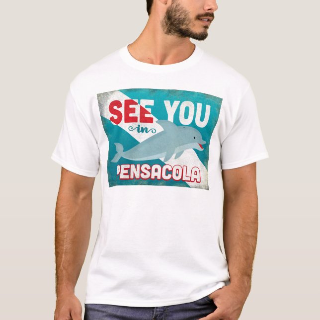 Camiseta Pensacola Dolphin - Viagens vintage Retroativa (Frente)