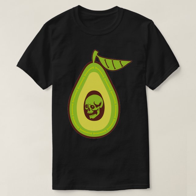 Camiseta Pensamento do crânio humano em abacate (Frente do Design)