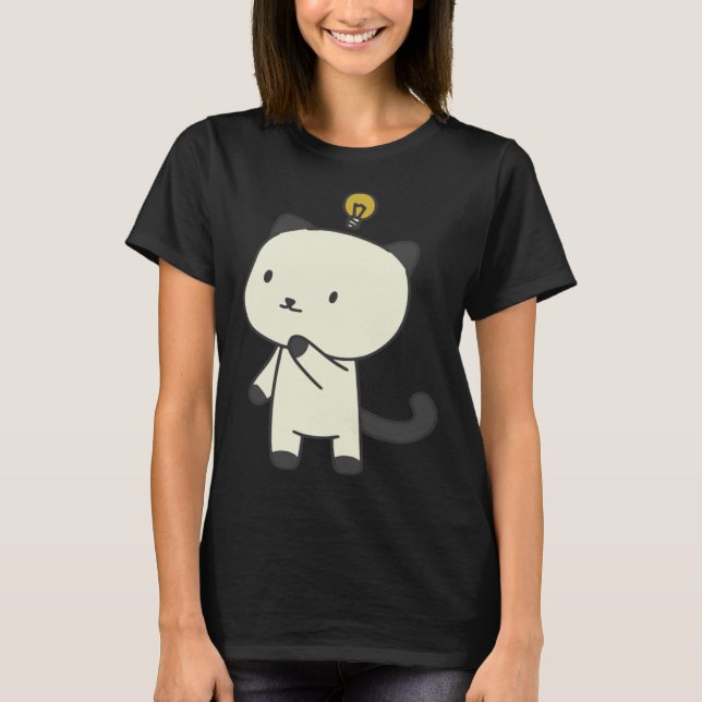 Camiseta pensamento em uma lâmpada de gato (Frente)