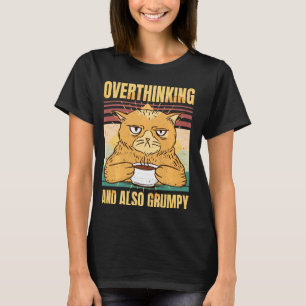 Camiseta Pensamento Excessivo E Vintagem De Gatos Com Humor