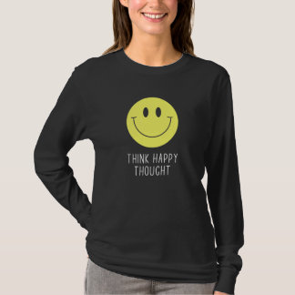 Camiseta Pensamento Feliz Motivação Citação 70s Amarelo Sor