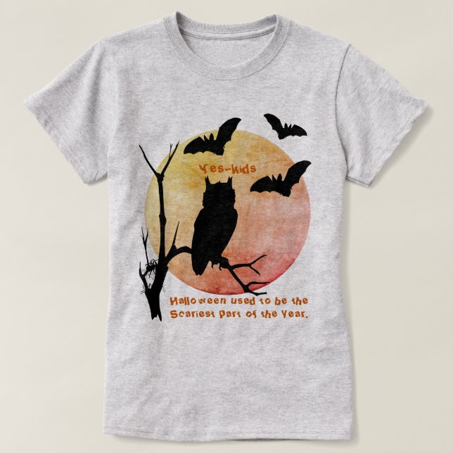 Camiseta Pensamentos Assustadores Dia das Bruxas Laranja (Frente do Design)