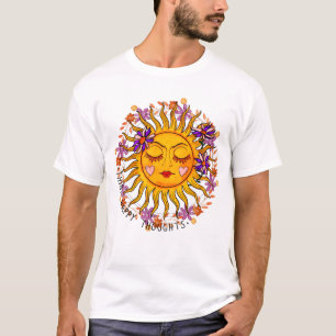 Camiseta Pensamentos Felizes - Sol E Flores Positivos