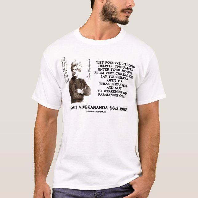Camiseta Pensamentos úteis fortes positivos de Vivekananda (Frente)