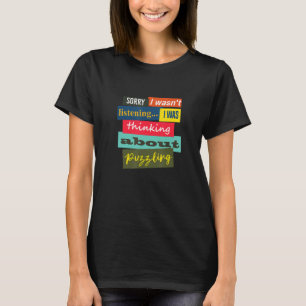 Camiseta Pensando em Puzzling Jigsen Hobby Puzzler