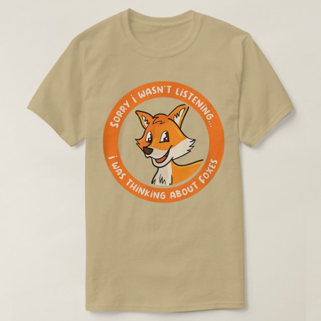 Camiseta Pensando Em Raposa Vida Selvagem Natureza Canina (Frente do Design)