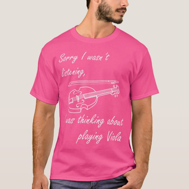 Camiseta Pensando em tocar viola Dizer irônico Orquestra (Frente)