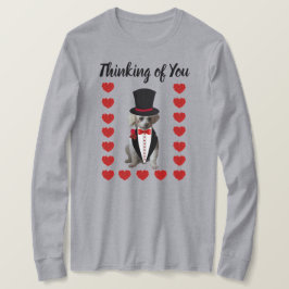 Camiseta Pensando em você Poodle Damas Longa Tee