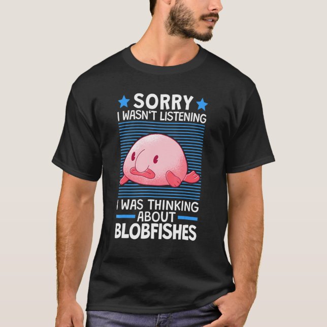 Camiseta Pensando Sobre Blobfish Meme Peixe Blob Feio (Frente)