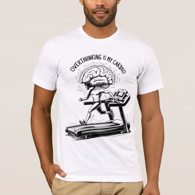 Camiseta Pensar demais é o meu Cardio - citação arcaica eng (Frente)