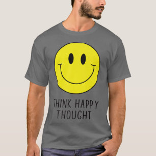 Camiseta Pensar feliz motivação Cotação 70 Amarelo Sm