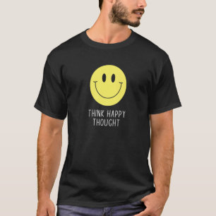 Camiseta Pensar feliz motivação Cotação 70 Amarelo Sm