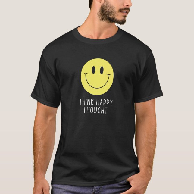 Camiseta Pensar feliz motivação Cotação 70 Amarelo Sm (Frente)