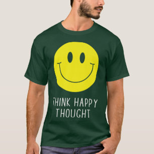 Camiseta Pensar feliz motivação Cotação 70 Amarelo Sm
