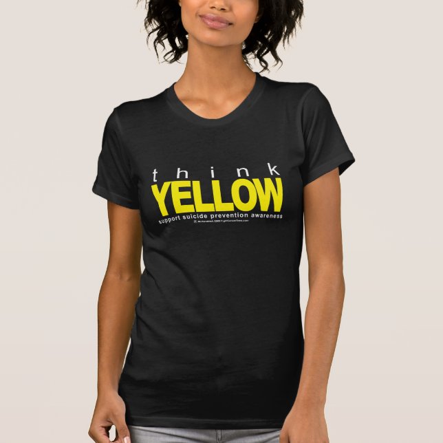 Camiseta Pense a prevenção AMARELA do suicídio (Frente)