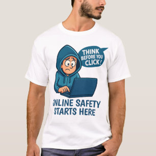 Camiseta Pense Antes de Clicar - Conscientização sobre Segu
