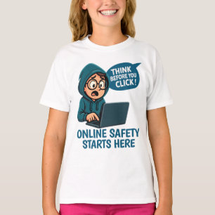 Camiseta Pense Antes de Clicar - Conscientização sobre Segu
